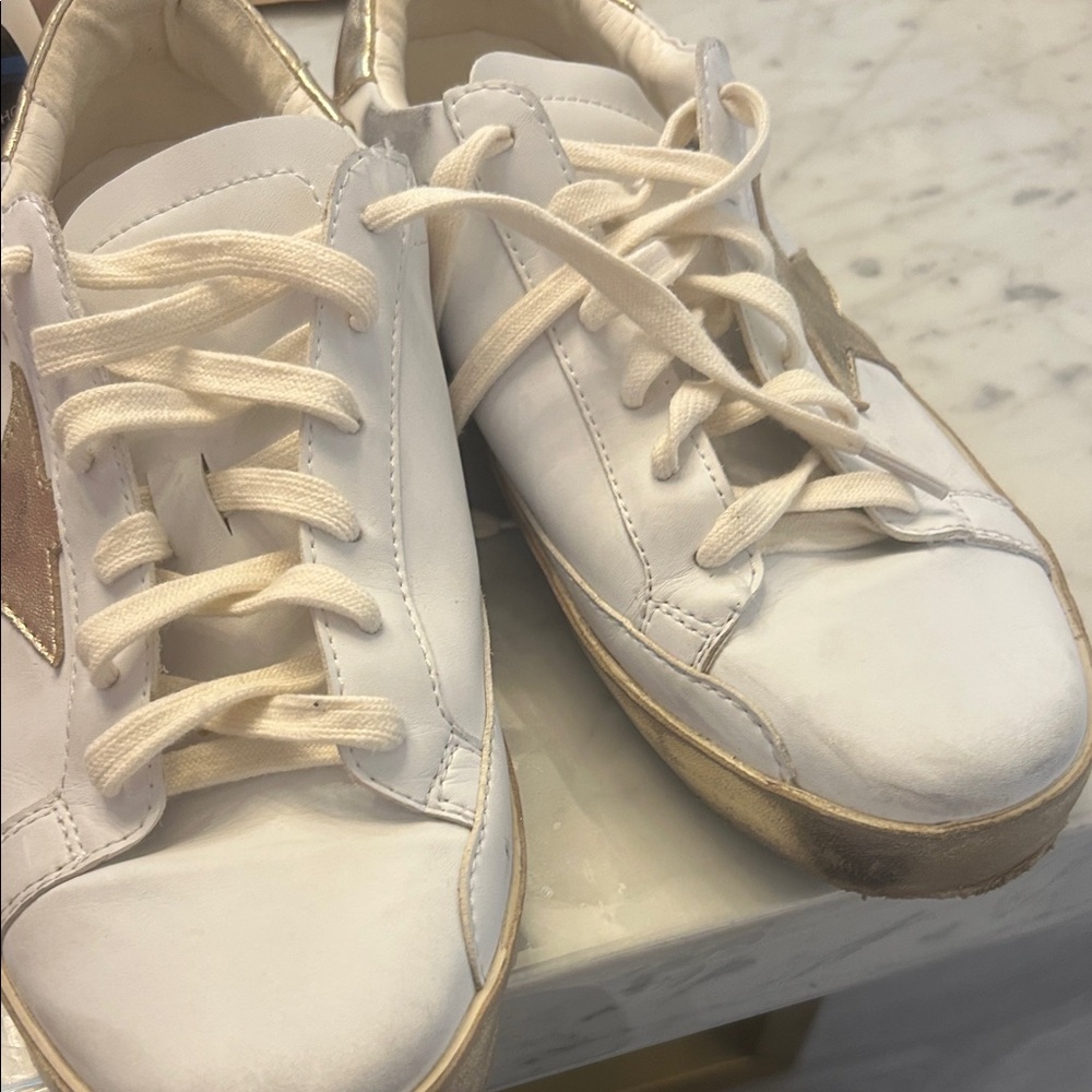 Golden Goose Women's Super-Star with gold sparkle foxing and metal studs Sz 41 - Picture 12 of 12